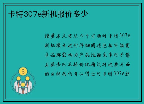 卡特307e新机报价多少